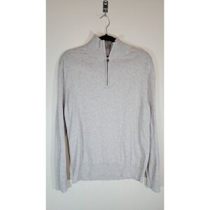 J.Crew Factory Women's Merino Blend Half Zip Mock Neck Sweater Light Gray
